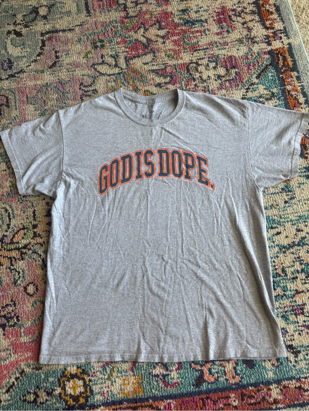 Gray God Is Dope Classic Arch Logo Short Sleeve Tee